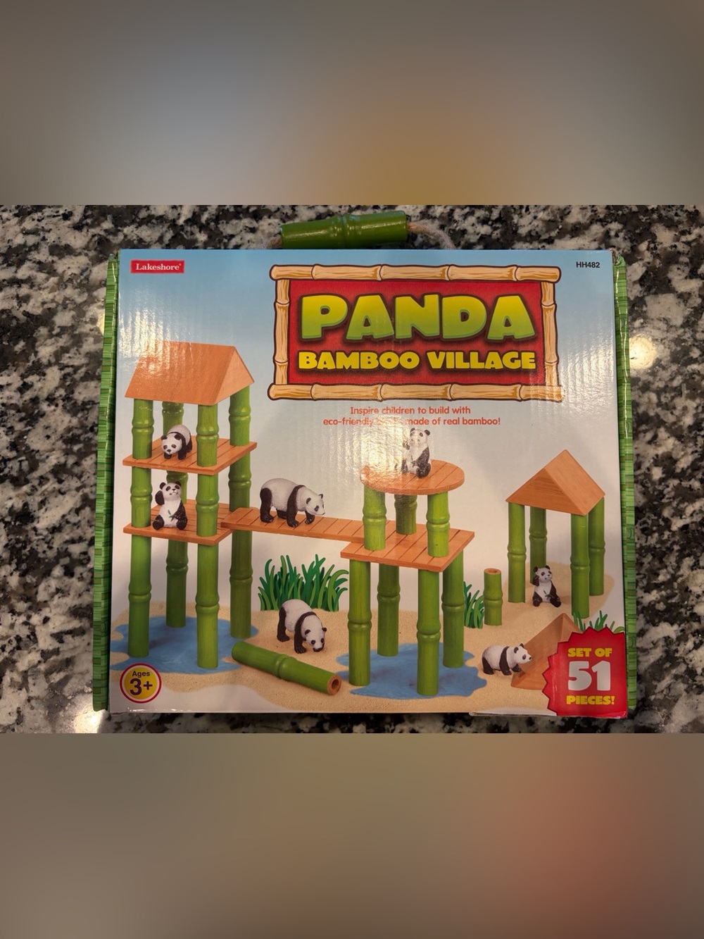 Lakeshore Panda Bamboo Village Wooden Building Set - HH482